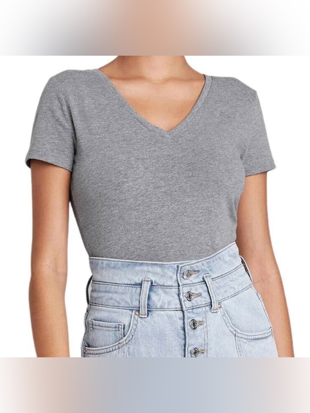 wild fable Heather Gray V-Neck Crop Tee